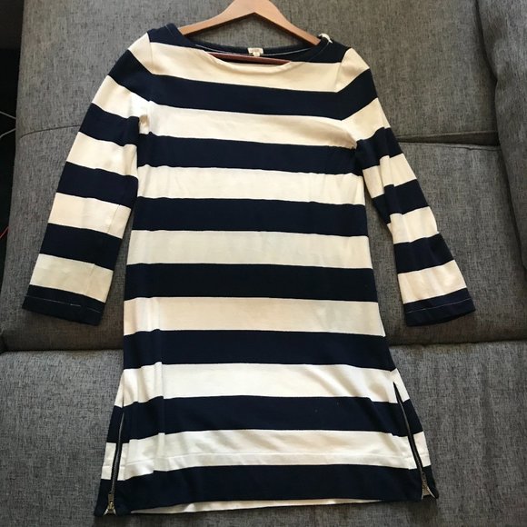 J. Crew Dresses & Skirts - J Crew nautical White blue striped dress in Small